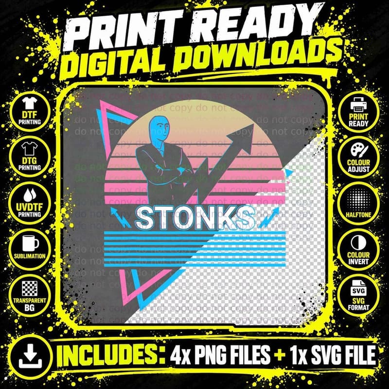 Stonks Meme Funny Stock Trader Trading Retro T-Shirt Png SVG Digital Bundle