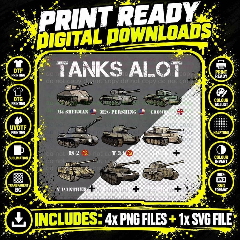 Tanks Alot Funny Tank Joke Ww2 Tanks World War 2 Tank Png SVG Digital Bundle