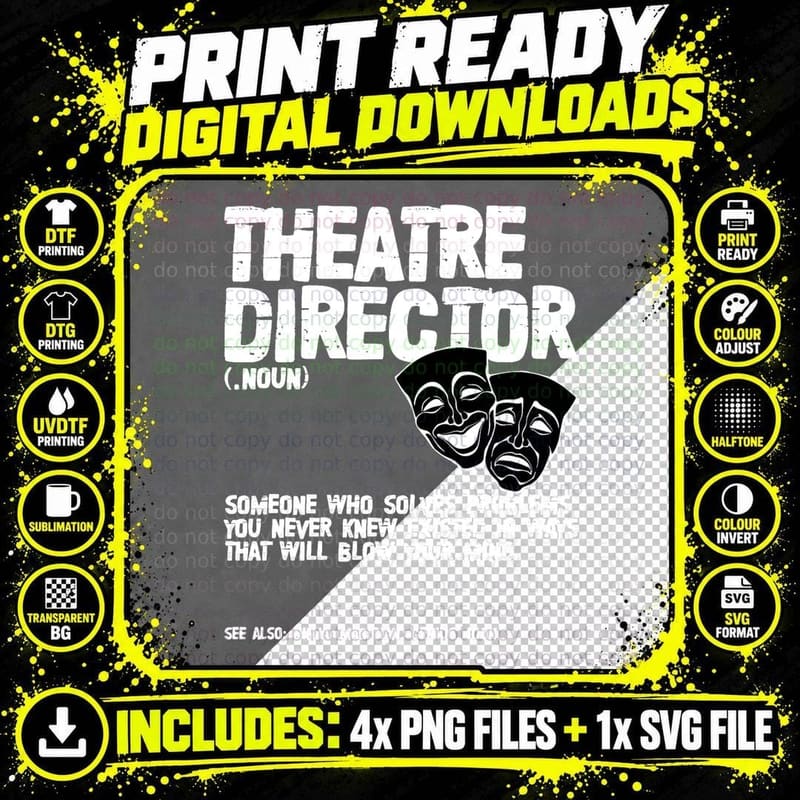 Theatre Director Definition T-Shirt, Broadway Humor Png SVG Digital Bundle