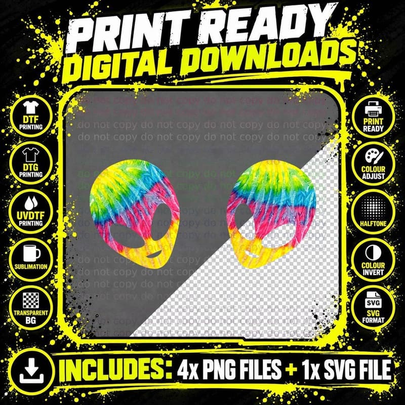 Tie Dye Alien Boobs T-Shirt, Funny Alien Print, Cute Tee Png SVG Digital Bundle