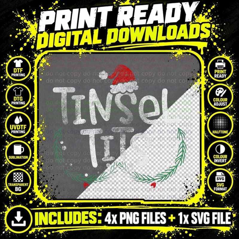 Tinsel Tits and Jingle Balls Funny Distressed Retro Png SVG Digital Bundle