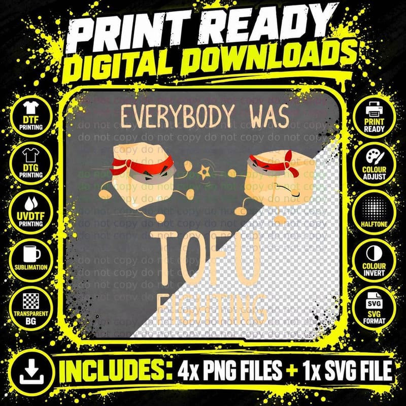 Tofu Fighting Kung Fu Martial Arts T-Shirt Png SVG Digital Bundle