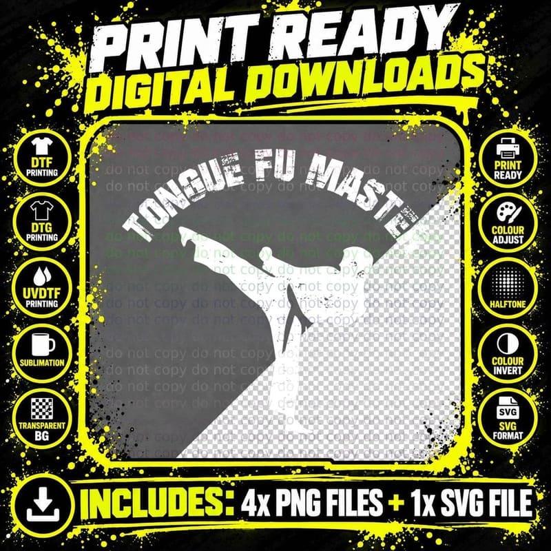 Tongue Fu Master T-Shirt, Martial Arts Humor Png SVG Digital Bundle