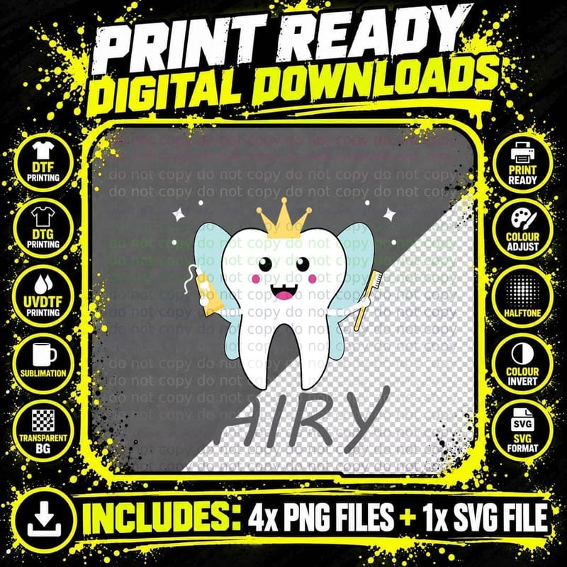 Tooth Fairy Costume T-Shirt, Dental Dentist Humor Png SVG Digital Bundle