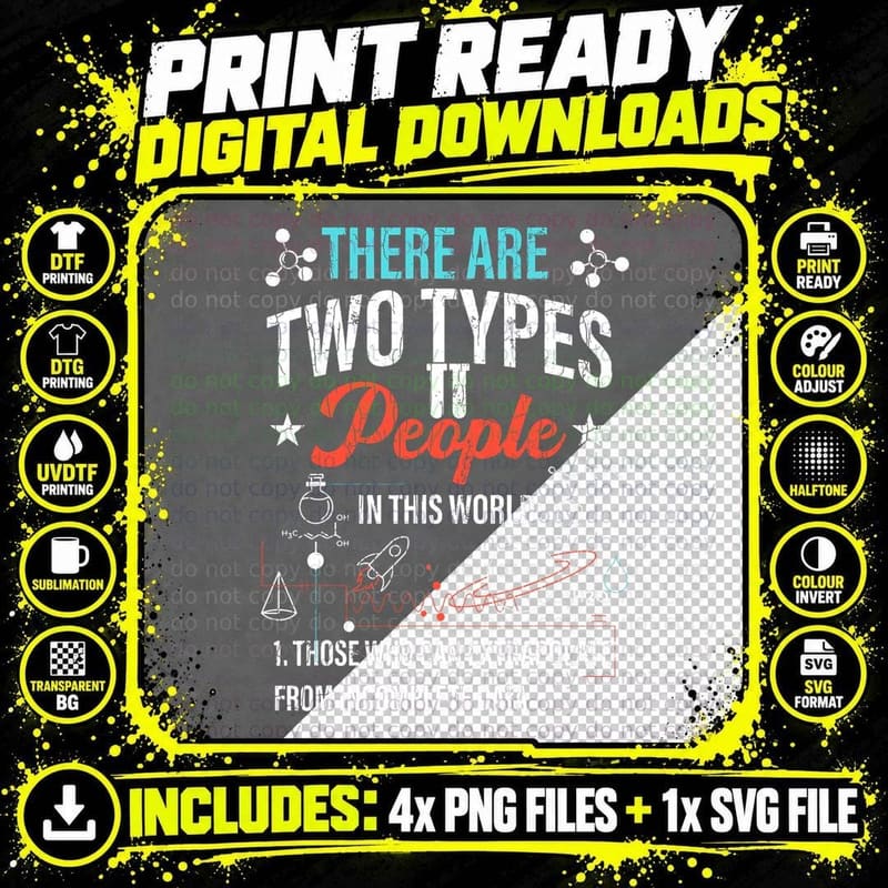 Types of People T-Shirt, Fun Data Scientist Graphic Png SVG Digital Bundle