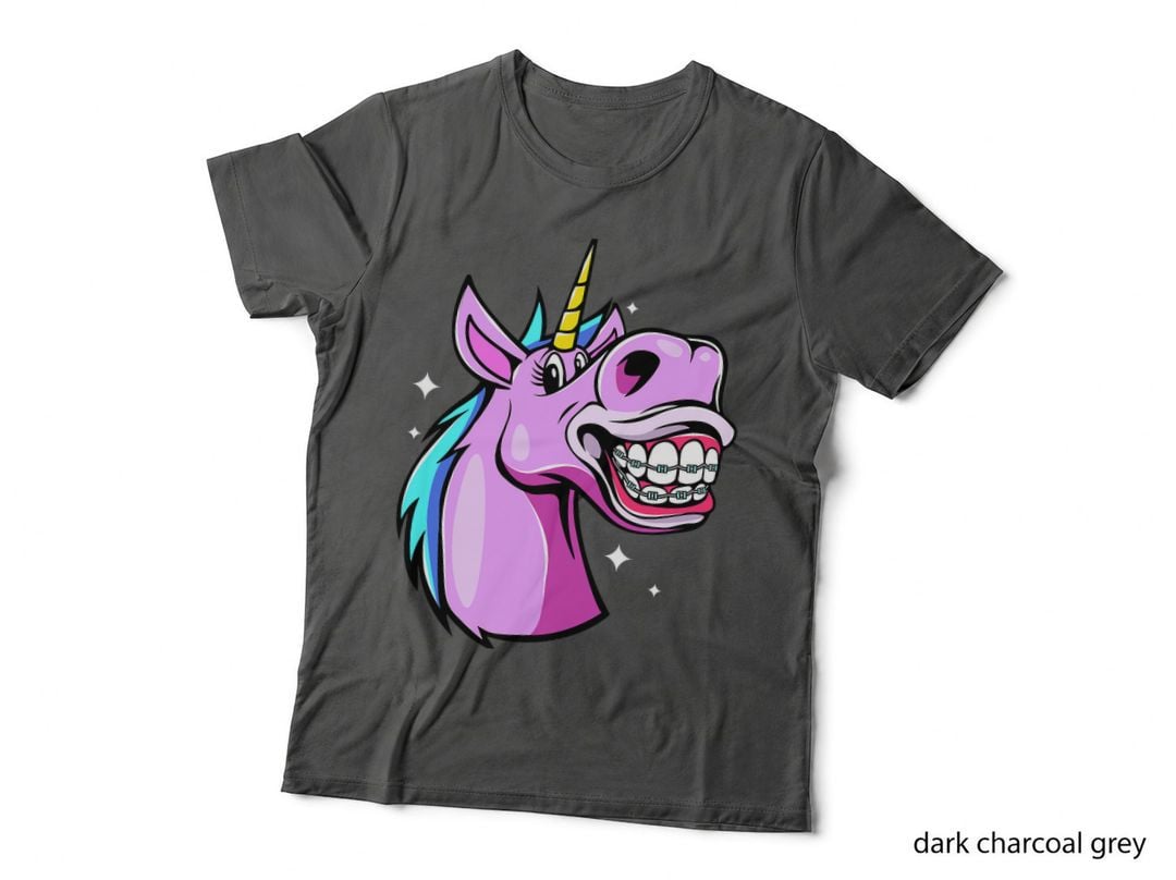 Unicorn with Braces T-Shirt, Funny Orthodontist Dentist, Girls Apparel