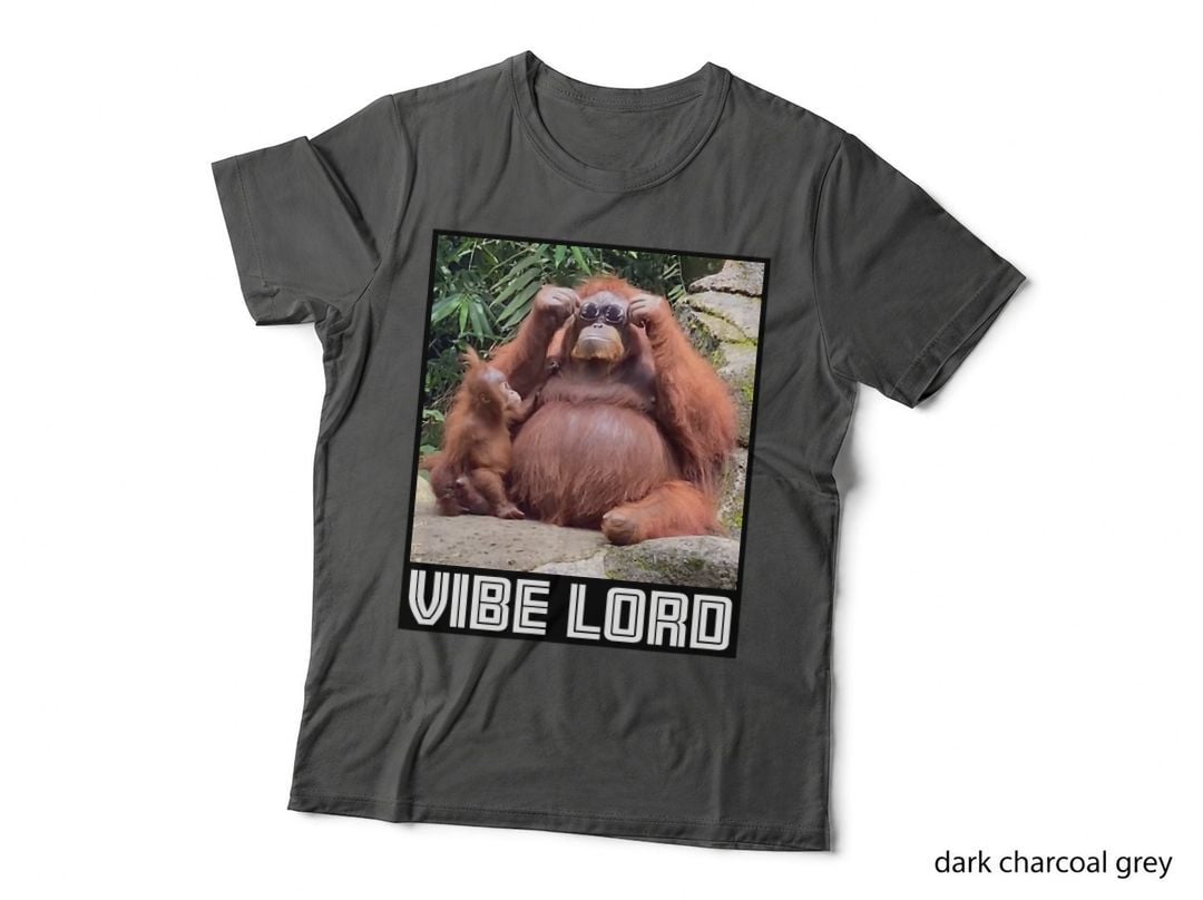 Vibe Lord Orangutan Sunglasses Meme Tee, Chill Ape Baby Jungle, Funny Internet