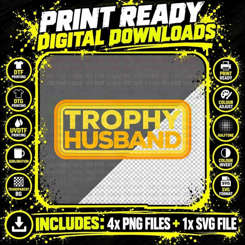 Vintage Retro Funny Trophy Husband Art Png SVG Digital Bundle
