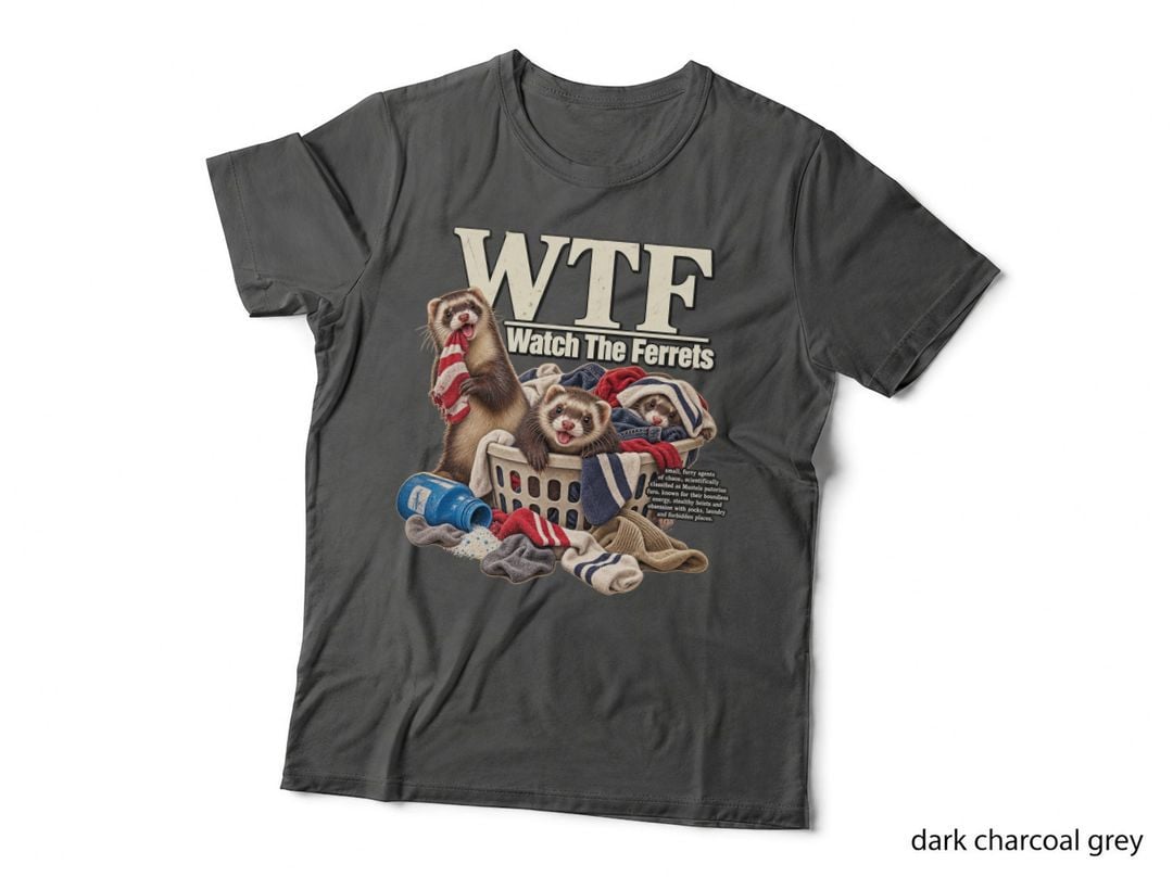 WTF Ferret Shirt Funny Ferret Lover Laundry Basket Animal Humor Meme T-Shirt
