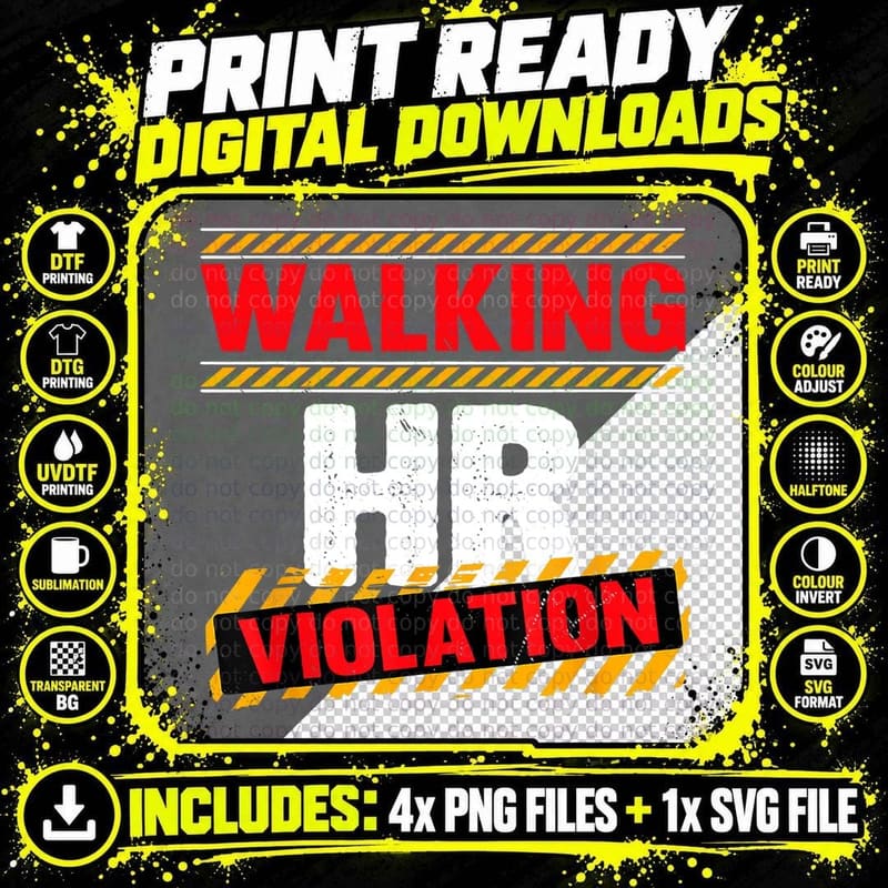 Walking Hr Violation Warning T-Shirt, Funny Office Joke Png SVG Digital Bundle