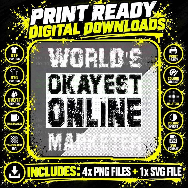 World's Okayest Online Marketer Funny Sarcastic Png SVG Digital Bundle