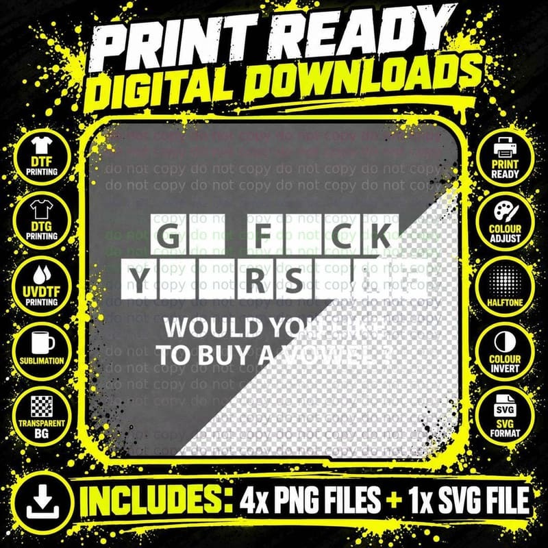 Would You Like to Buy a Vowel Tee, Funny Game Show Png SVG Digital Bundle