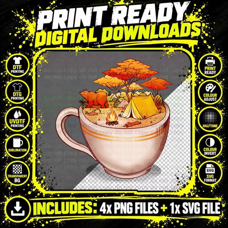 A Sip of Cabin Nature T-Shirt Png SVG Digital Bundle