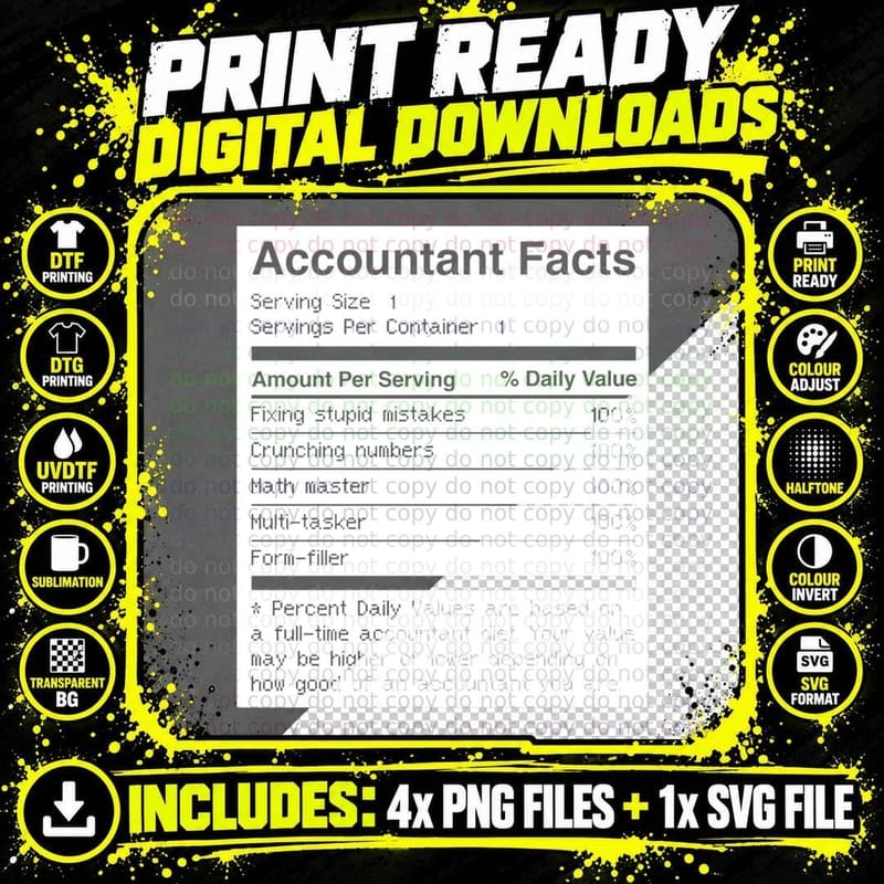 Accountant Facts, Funny Accounting T-Shirt Png SVG Digital Bundle