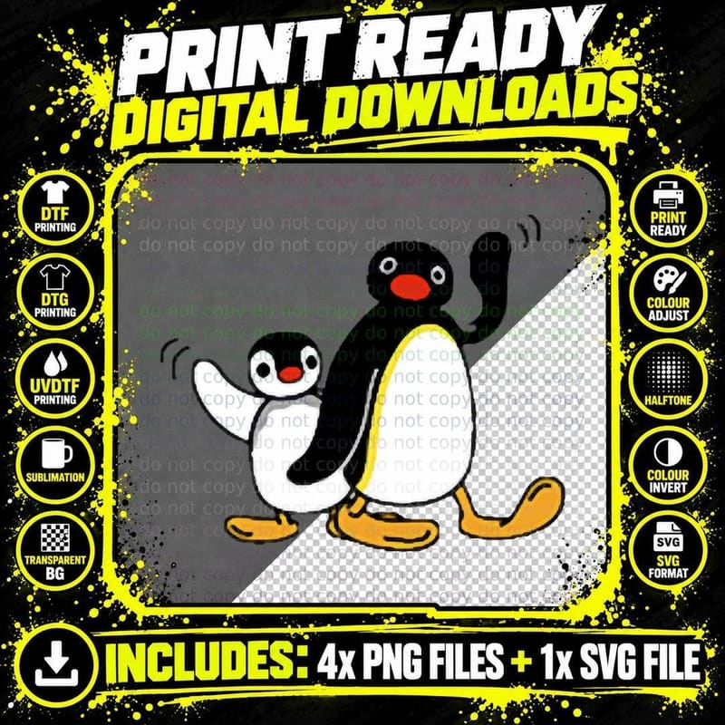 Angry Pingu Waving Penguin Cute Funny T-Shirt Png SVG Digital Bundle
