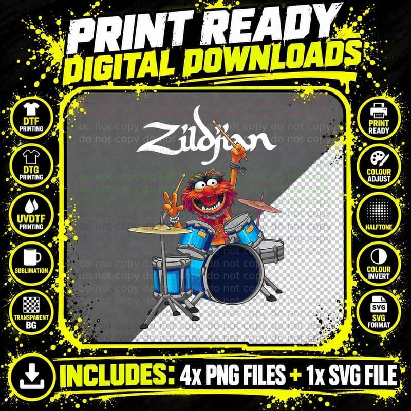 Animal Drum - Funny Drums Drumming T-Shirt Png SVG Digital Bundle