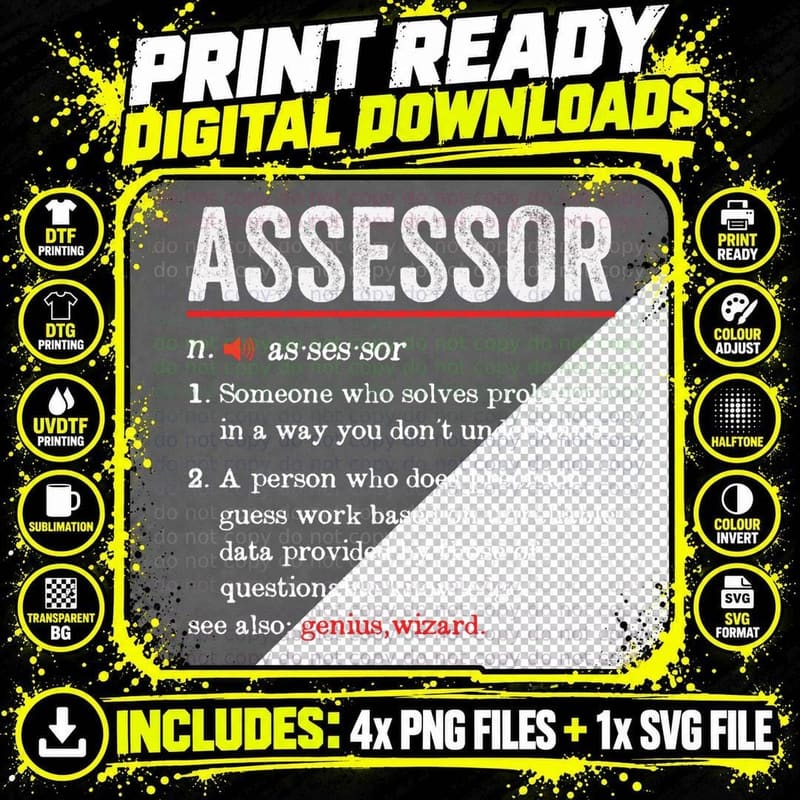 Assessor Funny Definition Funny Tax Assessor Gift T-Shirt Png SVG Digital Bundle