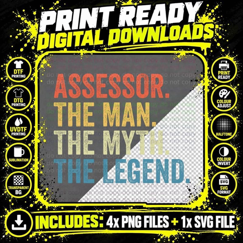 Assessor the Man the Myth the Legend Funny Tax Assessor Png SVG Digital Bundle