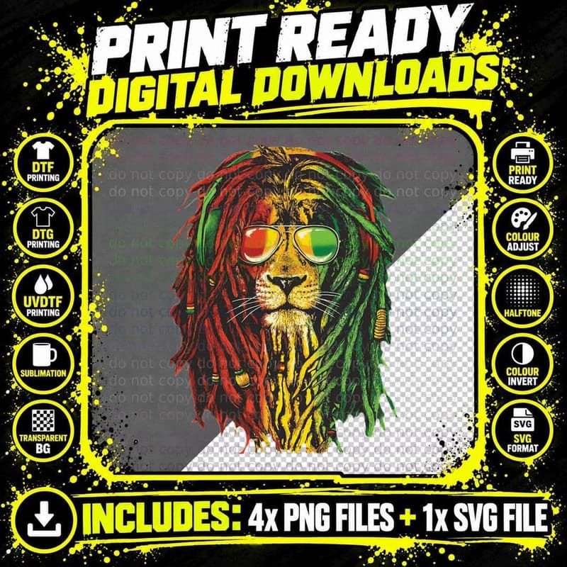 Awesome Design Bob Marley Funny Men Rasta Lion Women Who Png SVG Digital Bundle