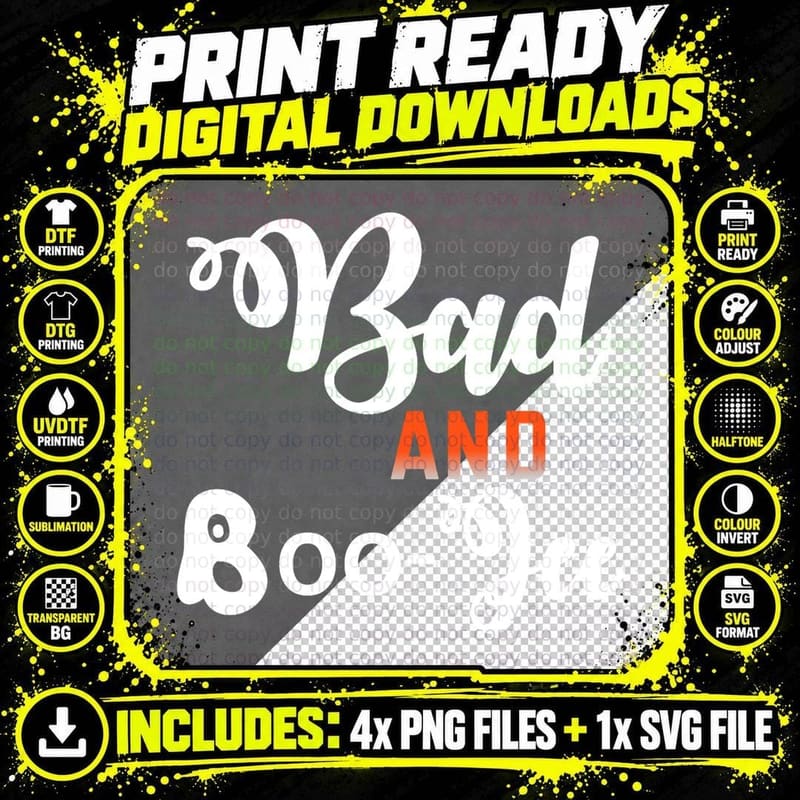 Bad and Boo-Jee-Funny T-Shirt Png SVG Digital Bundle