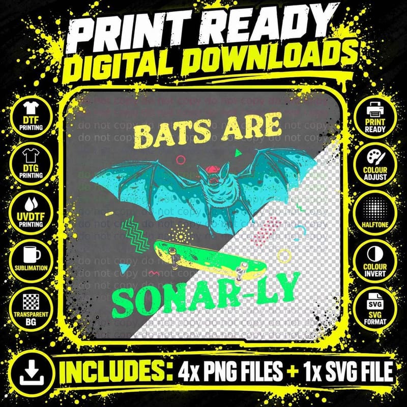 Bats Are Sonar-Ly T-Shirt Png SVG Digital Bundle