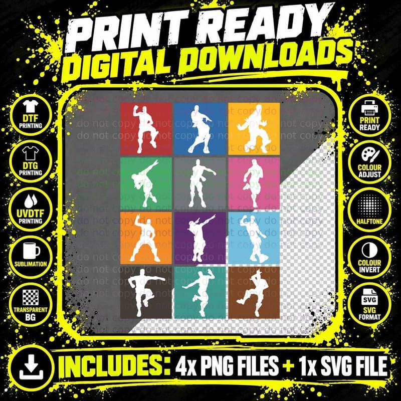 Battle Royale Victory Dance Rainbow Lattice Funny T-Shirt Png SVG Digital Bundle