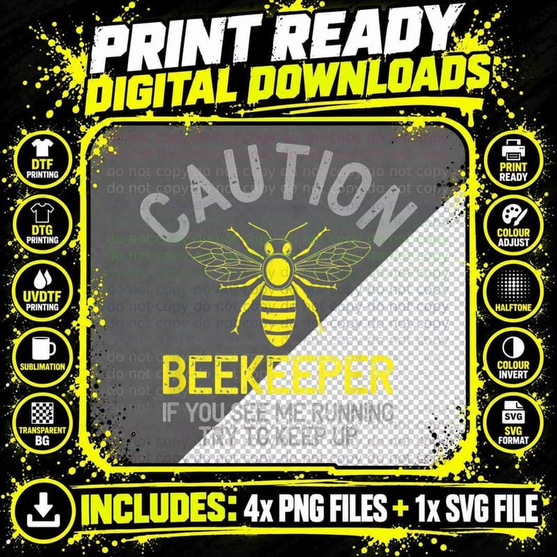 Beekeeper Caution Beekeeping Funny Bee Lover Classic Png SVG Digital Bundle