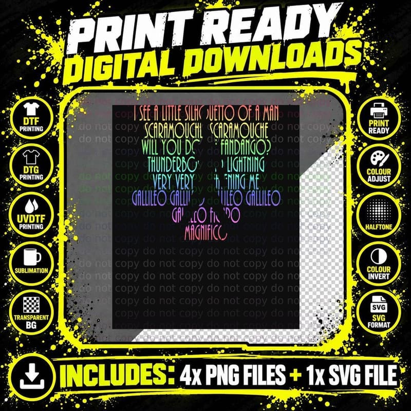 Bohemian Rhapsody Music Funny Design 1 T-Shirt Png SVG Digital Bundle