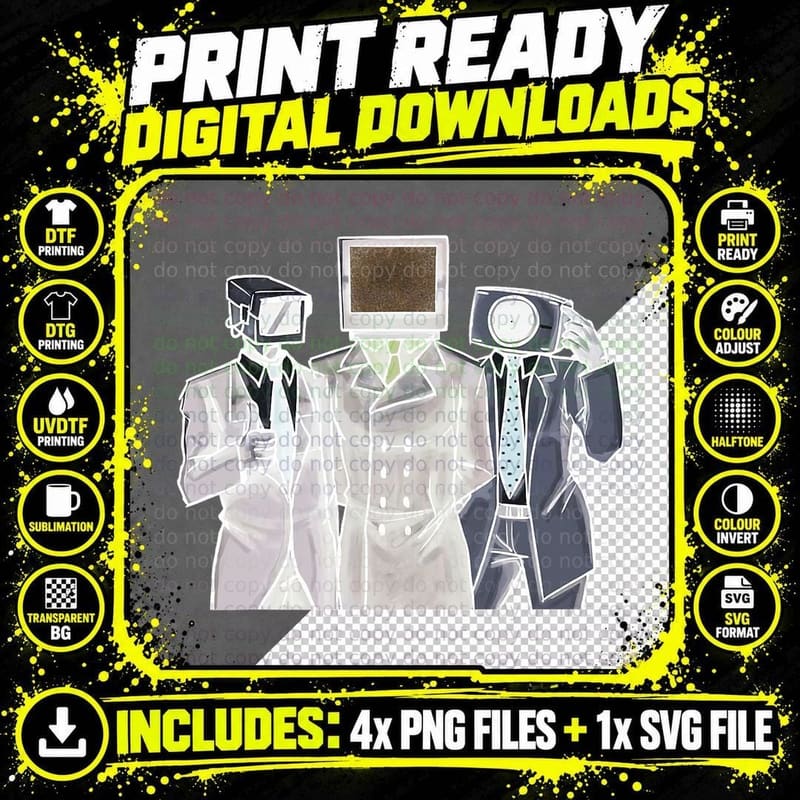Cameraman, Speakerman, Tvman, Skibidi Toilet Meme Game Png SVG Digital Bundle