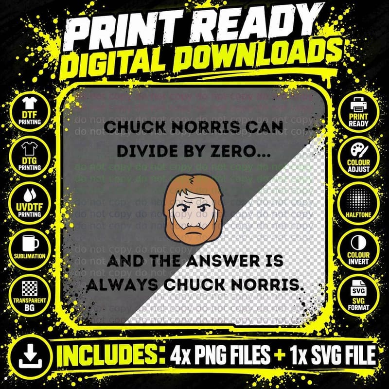 Chuck Norris Joke Design! Essential T-Shirt Png SVG Digital Bundle