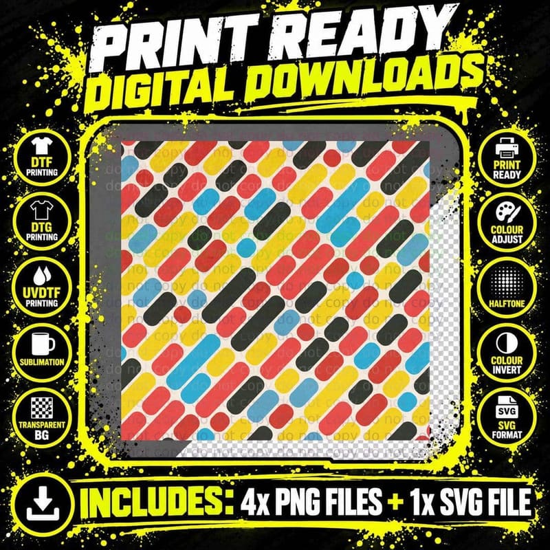 Colorful Trend Pattern T-Shirt Png SVG Digital Bundle