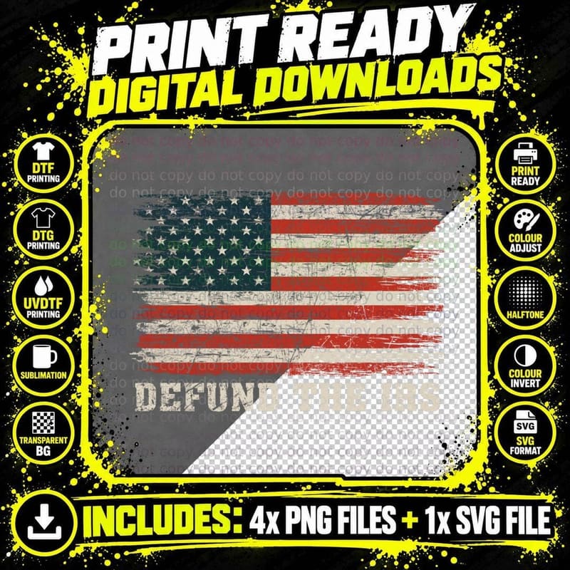 Defund the IRS Tax Return Anti Tax IRS Funny Humour Png SVG Digital Bundle