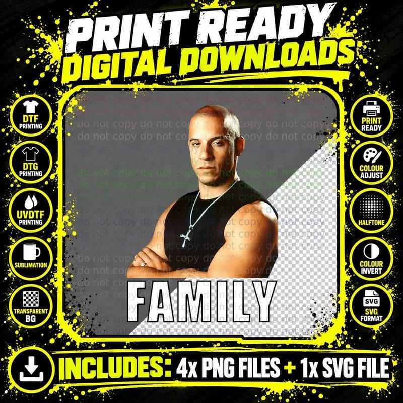Dom Toretto Funny Man T-Shirt Png SVG Digital Bundle