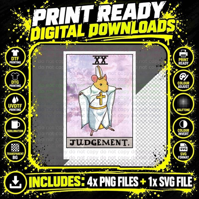 Dorime Rat Judgement Tarot Card Funny Meme Fashionable Png SVG Digital Bundle