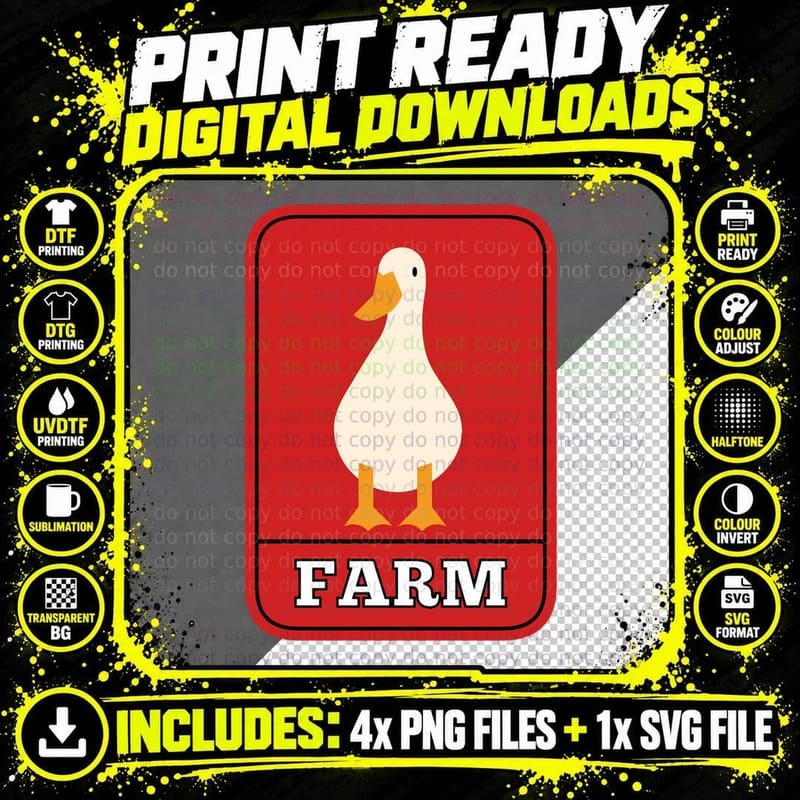 Farm Duck Cute T-Shirt Png SVG Digital Bundle