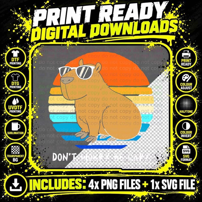 Funny Capybara Shirts, Rodent Gifts Png SVG Digital Bundle