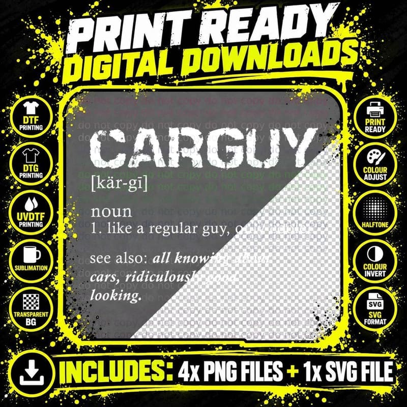 Funny Car Guy T-Shirt Car Guy Definition Gear Head Png SVG Digital Bundle