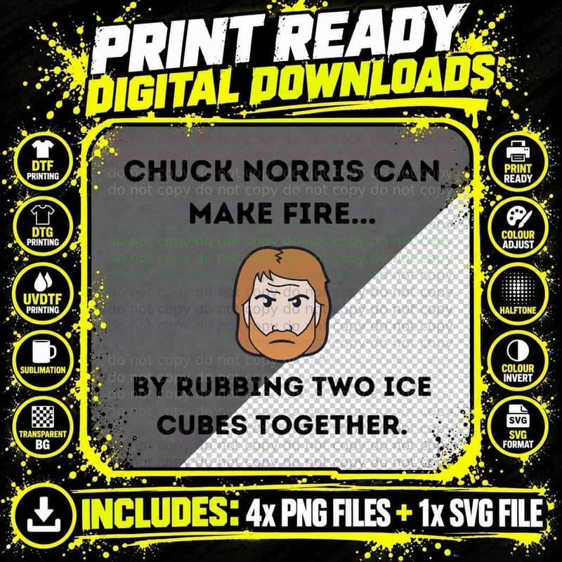 Funny Chuck Norris Joke Design! Essential T-Shirt Png SVG Digital Bundle