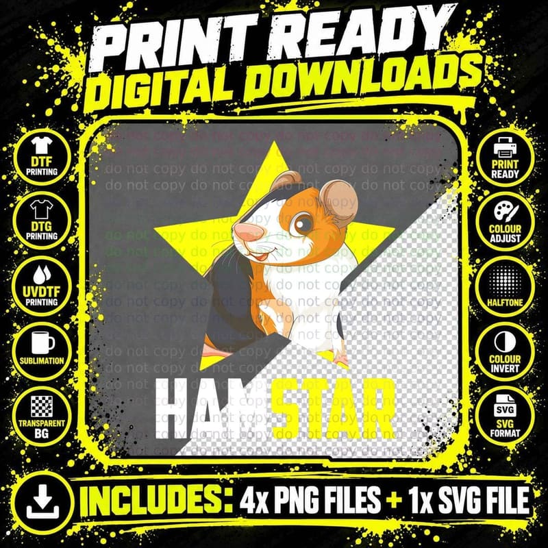 Funny Hamstar Hamster Rodent Lover Pet Animals Owner Png SVG Digital Bundle