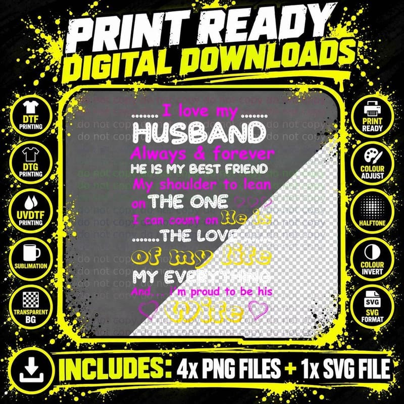 Funny I Love My Husband Forever T-Shirt Png SVG Digital Bundle