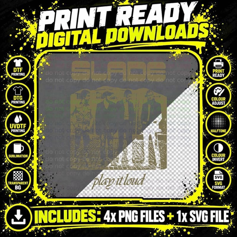 Funny Man Slade Play It Loud Premium Awesome for Music Png SVG Digital Bundle