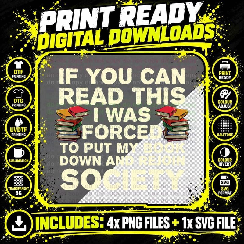 Funny Read Books Lover for Men Women Bookaholic Bookworm Png SVG Digital Bundle
