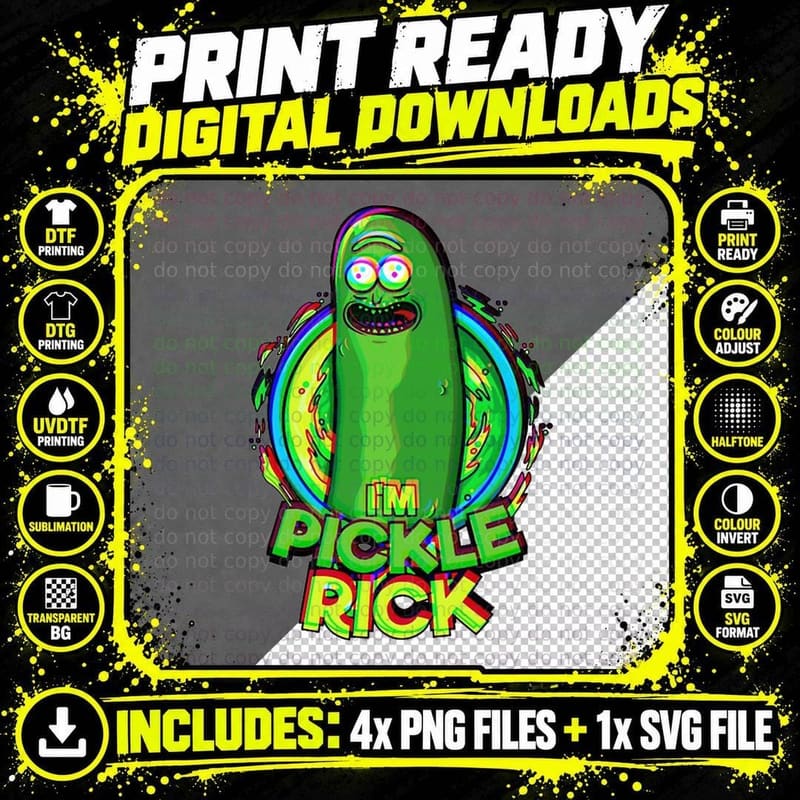 Funny Shirts, Pickle Rick Parody T-Shirt Png SVG Digital Bundle