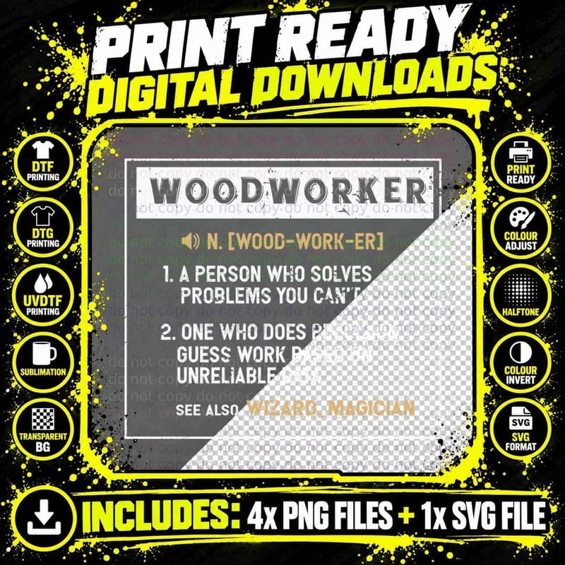 Funny Woodworker Noun Definition Woodworking Meaning Png SVG Digital Bundle