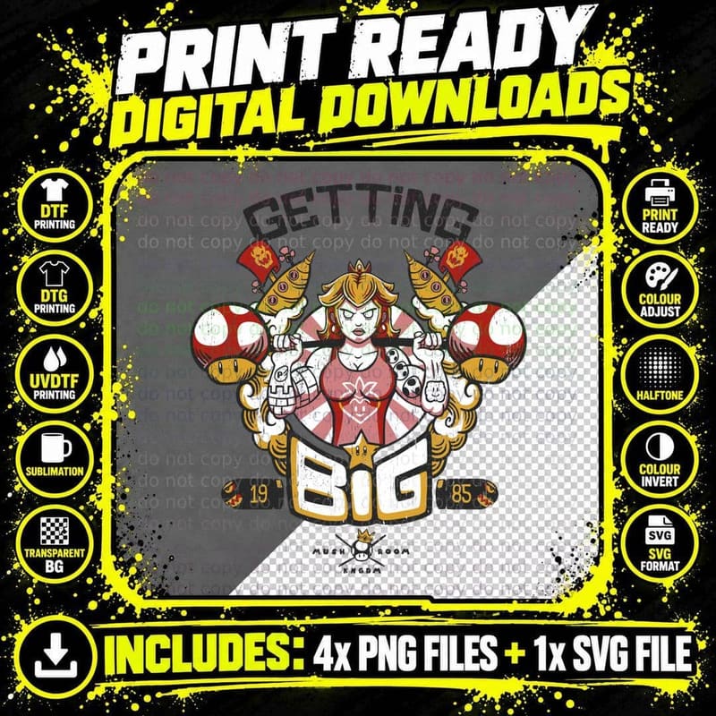 Getting Big Gray T-Shirt Png SVG Digital Bundle