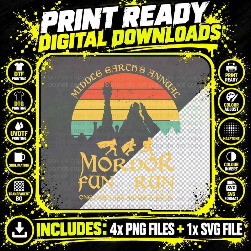 Graphics Mordor Fun Run Funny Novelty Designs Super Png SVG Digital Bundle
