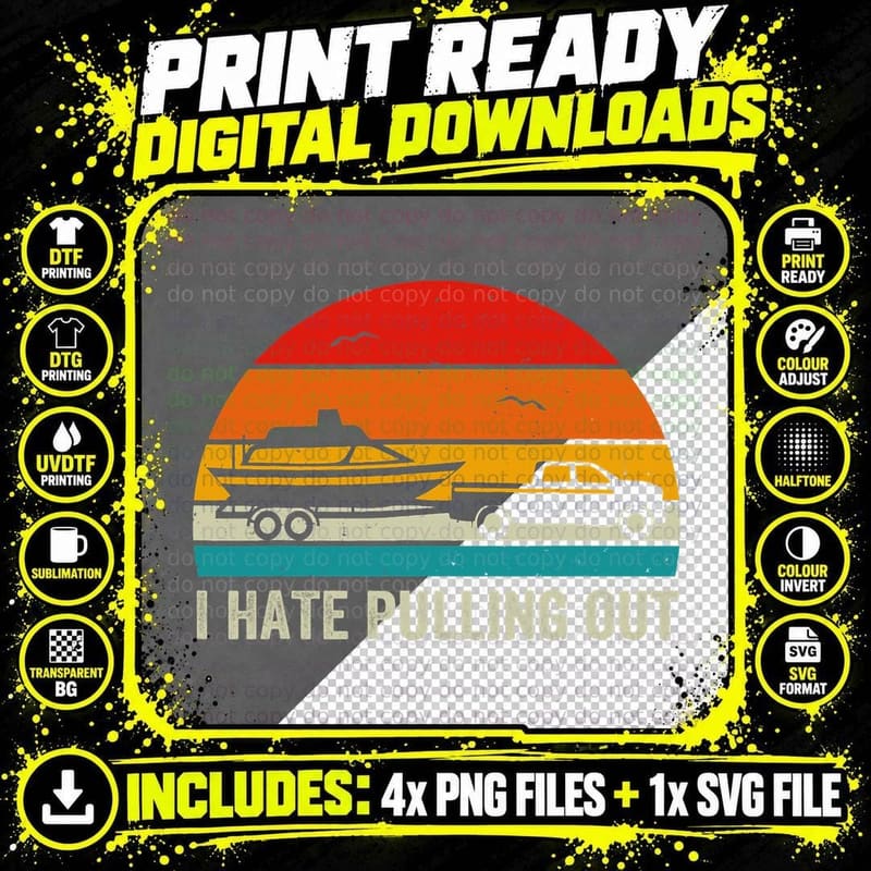 I Hate Pulling Out Retro Boat Captain Funny Boating Png SVG Digital Bundle