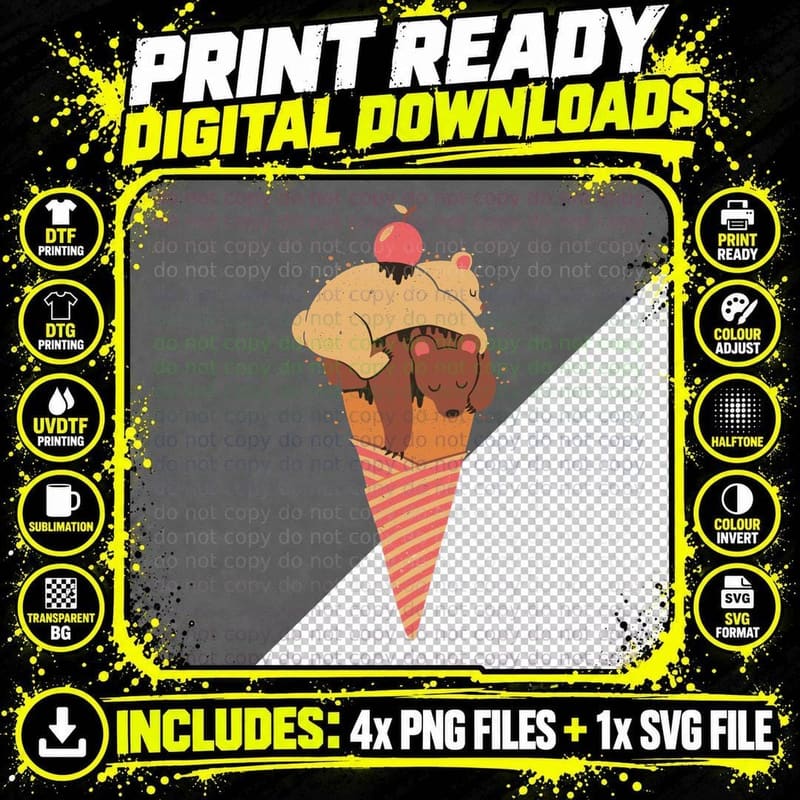 Ice Cream Bears T-Shirt Png SVG Digital Bundle