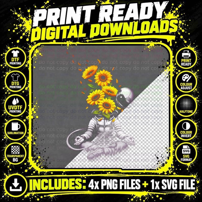 Meditation Astronaut Spring T-Shirt Png SVG Digital Bundle
