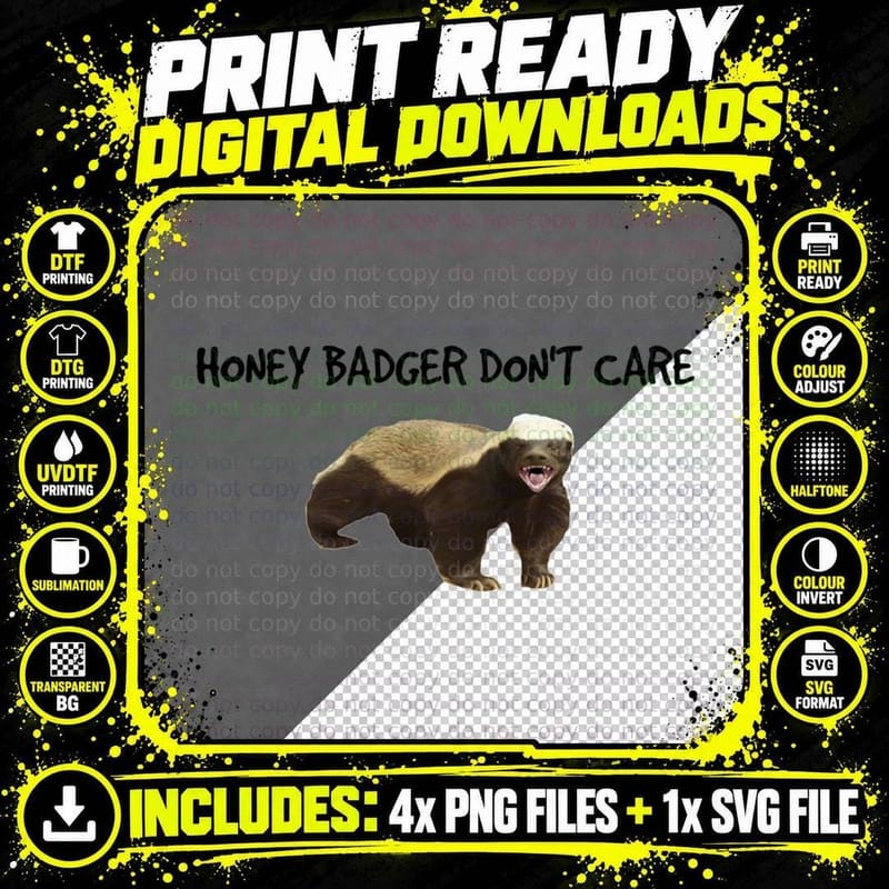 Meme-Orable Honey Badger T-Shirt Png SVG Digital Bundle